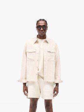 Represent Textured Cotton Overshirt Champagne Medium NWT